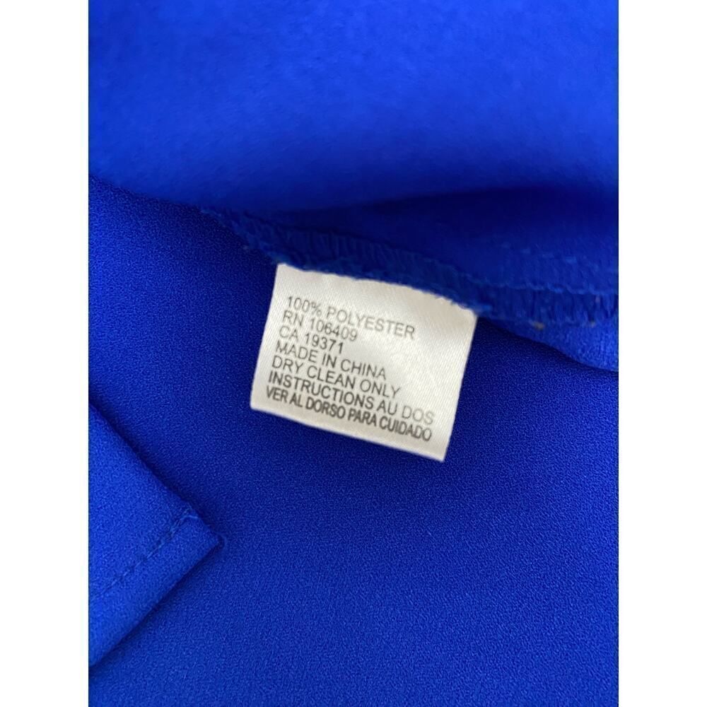TAHARI Career Wear Bell Sleeves Button Down Front Tie Blouse Royal Blue Size S - Picture 6 of 8